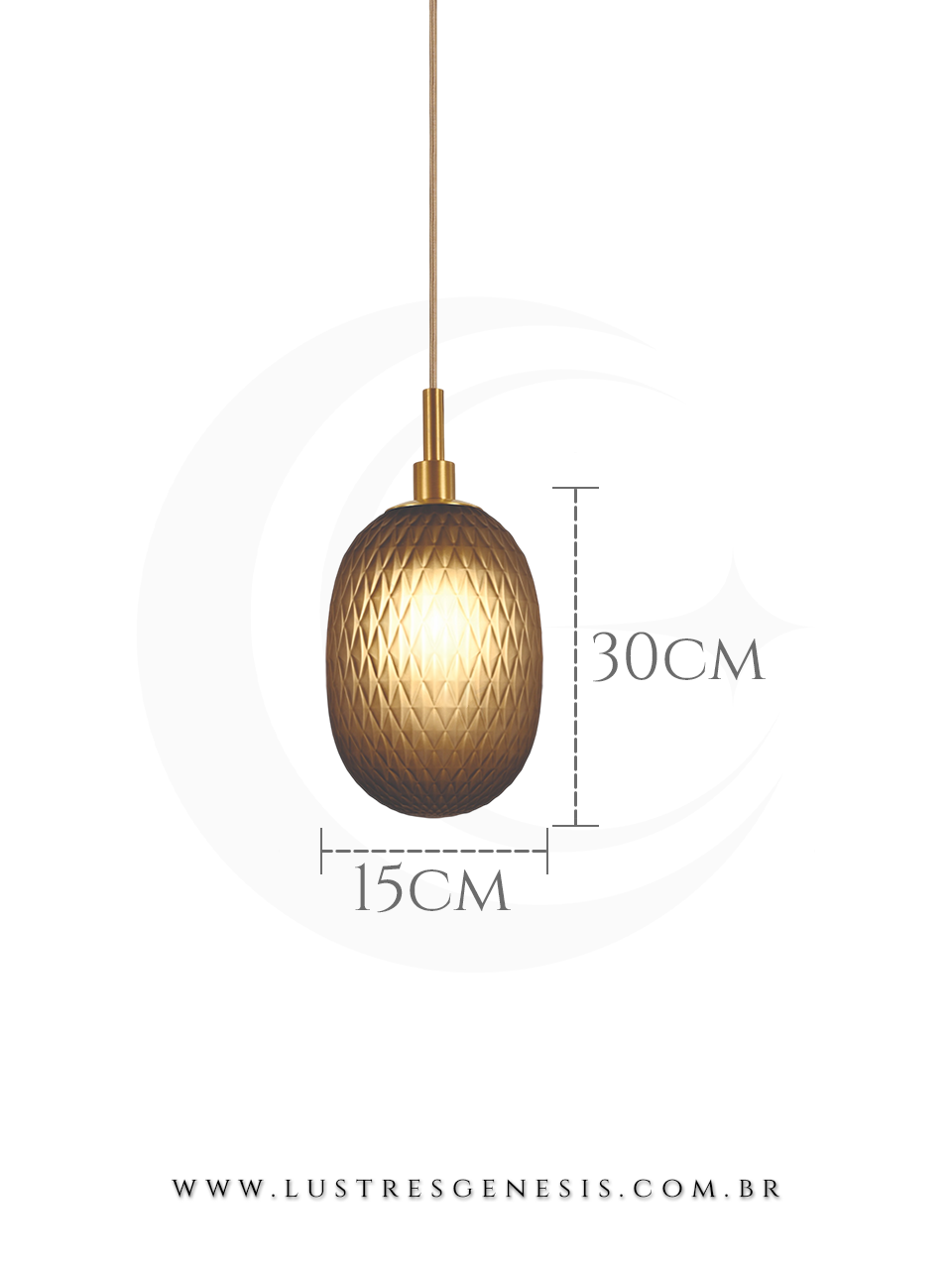 O Pendente Moderno em metal bronze e vidro e a escolha perfeita para agregar elegancia e sofisticacao ao seu ambiente. Com soquete E14, mede 12x25cm e oferece acabamento refinado.